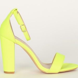 Lime green chunky one strap heels